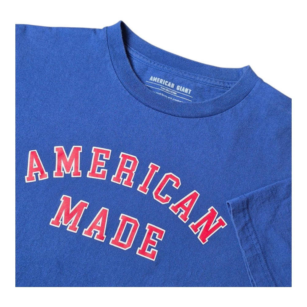 American Giant Unisex M T-Shirt Blue American Made Graphic Flag Collection USA